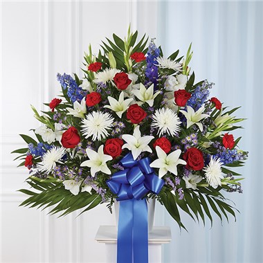 Heartfelt Sympathies&trade; Standing Basket- Red, White & Blue